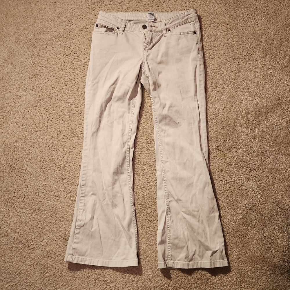 Low rise cream flare pants